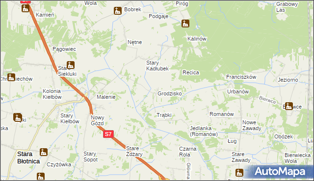 mapa Grodzisko gmina Stara Błotnica, Grodzisko gmina Stara Błotnica na mapie Targeo