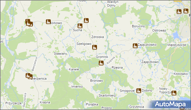 mapa Gromnik gmina Połczyn-Zdrój, Gromnik gmina Połczyn-Zdrój na mapie Targeo