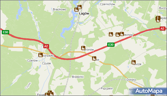 mapa Gronów gmina Łagów, Gronów gmina Łagów na mapie Targeo