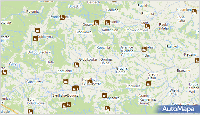 mapa Grudna Dolna, Grudna Dolna na mapie Targeo