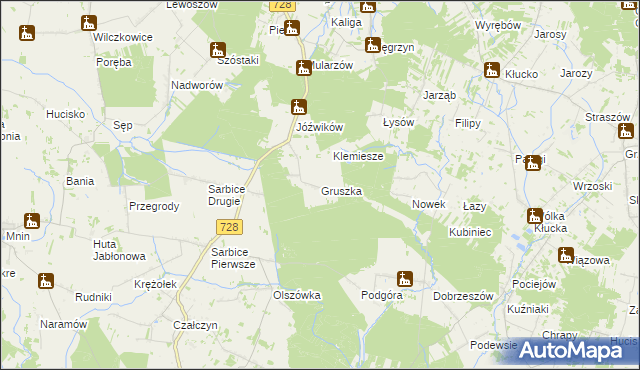 mapa Gruszka gmina Radoszyce, Gruszka gmina Radoszyce na mapie Targeo