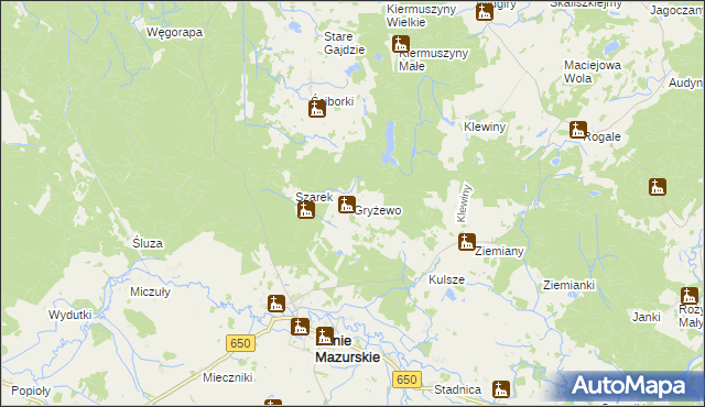 mapa Gryżewo, Gryżewo na mapie Targeo