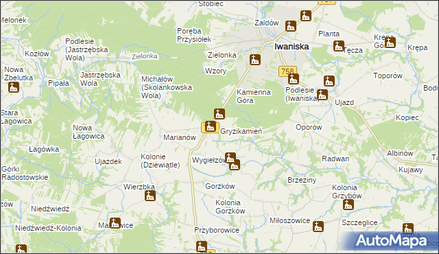 mapa Gryzikamień, Gryzikamień na mapie Targeo