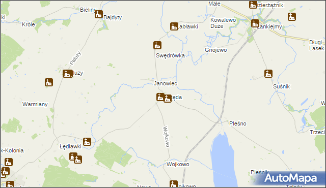 mapa Grzęda gmina Bisztynek, Grzęda gmina Bisztynek na mapie Targeo
