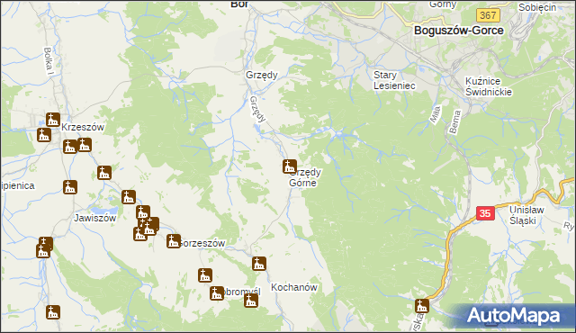 mapa Grzędy Górne, Grzędy Górne na mapie Targeo