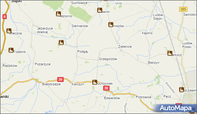 mapa Grzegorzów gmina Kondratowice, Grzegorzów gmina Kondratowice na mapie Targeo