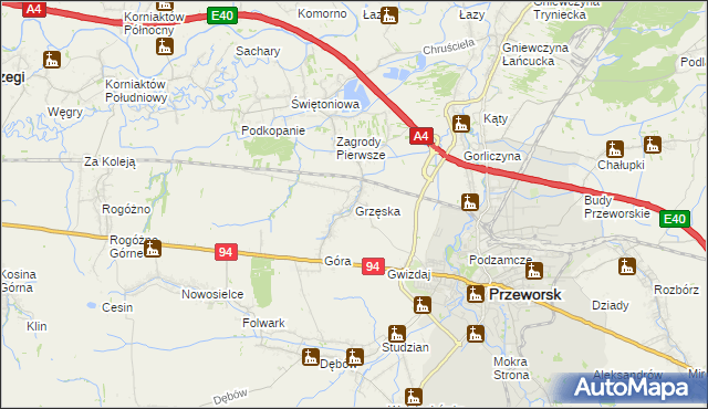 mapa Grzęska, Grzęska na mapie Targeo