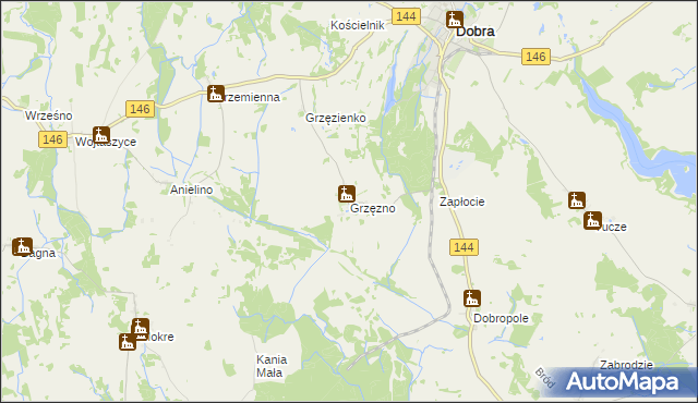 mapa Grzęzno, Grzęzno na mapie Targeo