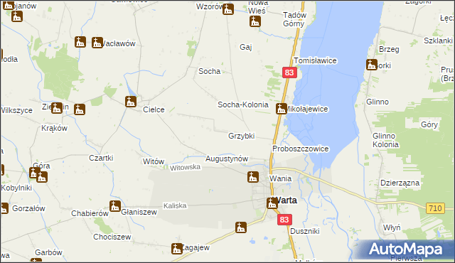 mapa Grzybki, Grzybki na mapie Targeo