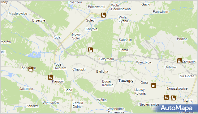 mapa Grzymała, Grzymała na mapie Targeo