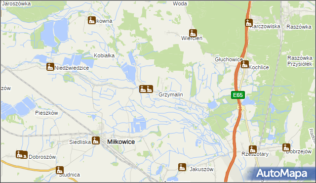 mapa Grzymalin, Grzymalin na mapie Targeo