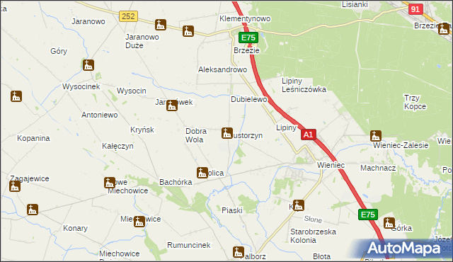 mapa Gustorzyn, Gustorzyn na mapie Targeo