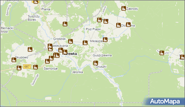 mapa Guszczewina, Guszczewina na mapie Targeo