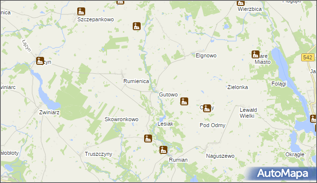 mapa Gutowo gmina Lubawa, Gutowo gmina Lubawa na mapie Targeo