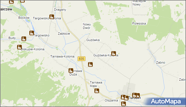 mapa Guzówka-Kolonia, Guzówka-Kolonia na mapie Targeo