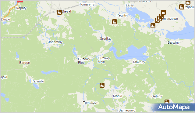 mapa Guzowy Młyn, Guzowy Młyn na mapie Targeo