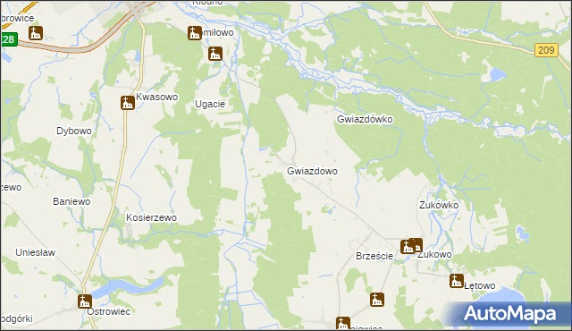mapa Gwiazdowo gmina Sławno, Gwiazdowo gmina Sławno na mapie Targeo