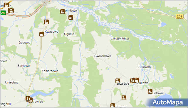 mapa Gwiazdowo gmina Sławno, Gwiazdowo gmina Sławno na mapie Targeo