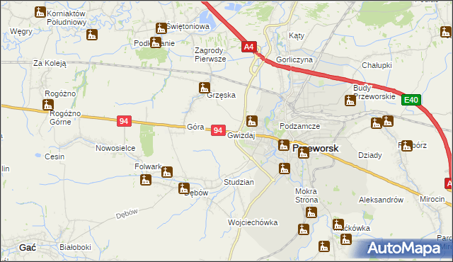 mapa Gwizdaj, Gwizdaj na mapie Targeo