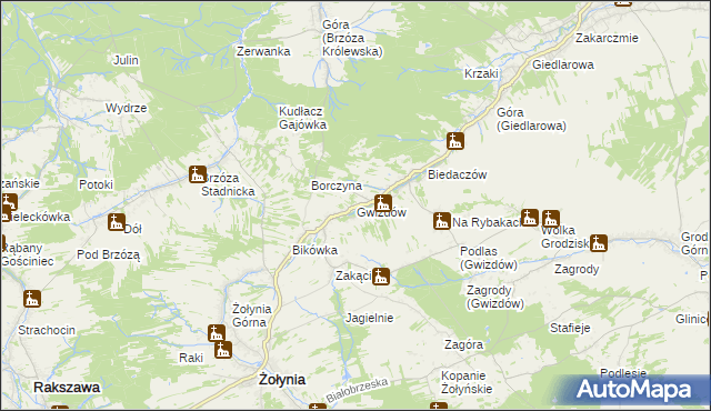 mapa Gwizdów gmina Leżajsk, Gwizdów gmina Leżajsk na mapie Targeo