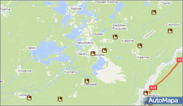 mapa Gwizdów gmina Modliborzyce, Gwizdów gmina Modliborzyce na mapie Targeo