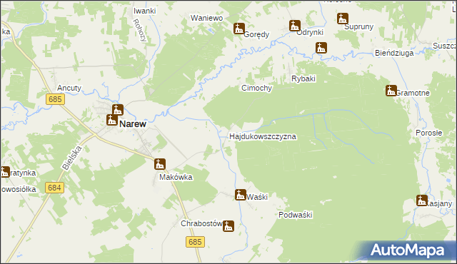 mapa Hajdukowszczyzna, Hajdukowszczyzna na mapie Targeo