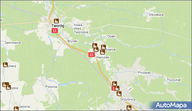 mapa Hanusek, Hanusek na mapie Targeo