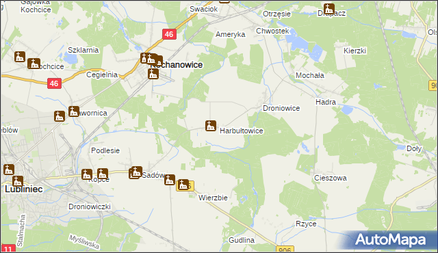 mapa Harbułtowice, Harbułtowice na mapie Targeo