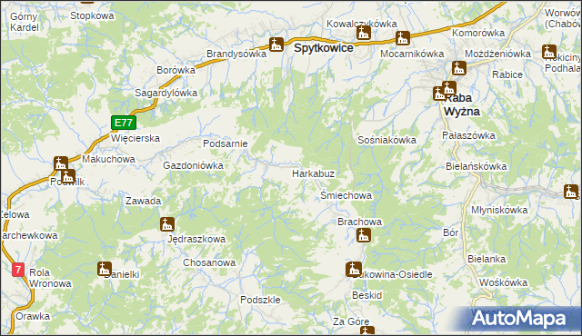 mapa Harkabuz, Harkabuz na mapie Targeo