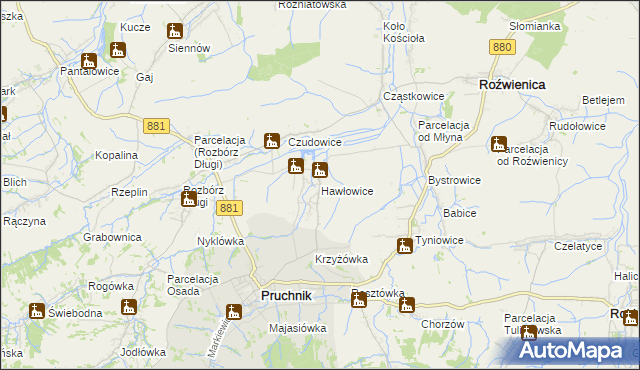 mapa Hawłowice, Hawłowice na mapie Targeo