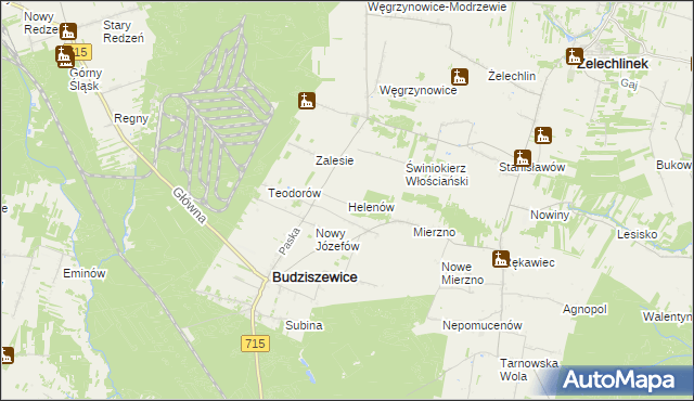 mapa Helenów gmina Budziszewice, Helenów gmina Budziszewice na mapie Targeo