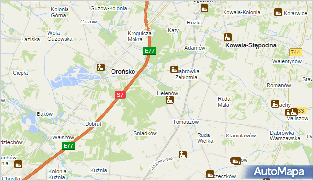 mapa Helenów gmina Orońsko, Helenów gmina Orońsko na mapie Targeo