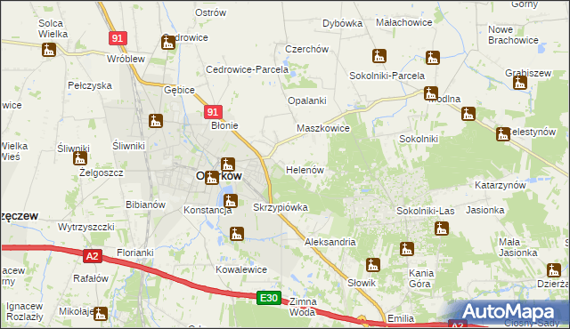 mapa Helenów gmina Ozorków, Helenów gmina Ozorków na mapie Targeo