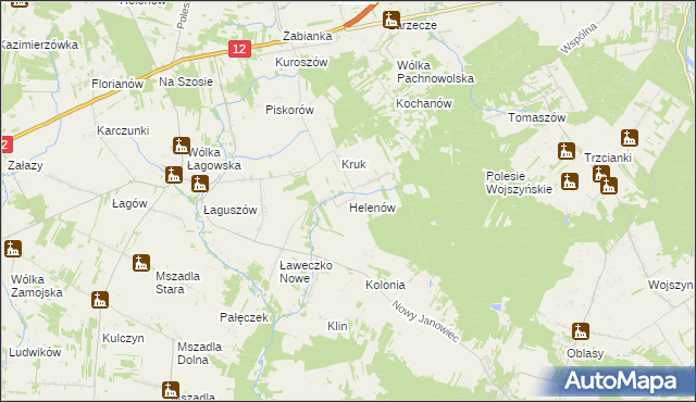 mapa Helenów gmina Przyłęk, Helenów gmina Przyłęk na mapie Targeo