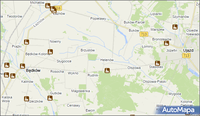 mapa Helenów gmina Ujazd, Helenów gmina Ujazd na mapie Targeo