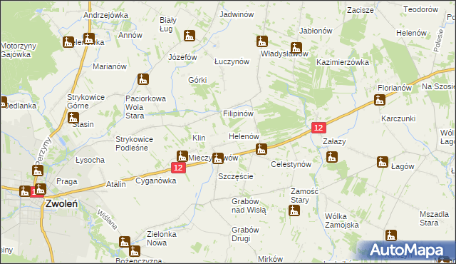 mapa Helenów gmina Zwoleń, Helenów gmina Zwoleń na mapie Targeo