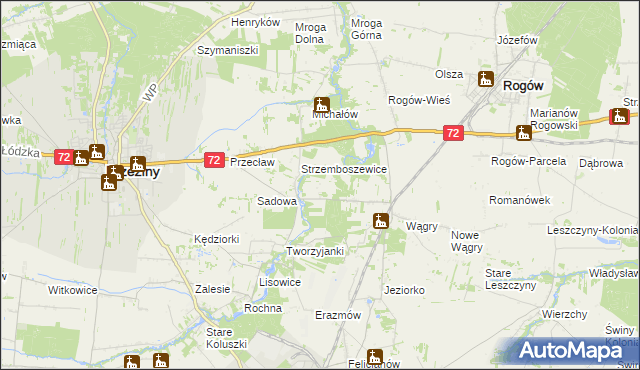 mapa Helenówka gmina Brzeziny, Helenówka gmina Brzeziny na mapie Targeo