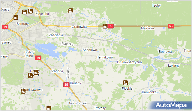 mapa Henrykowo gmina Supraśl, Henrykowo gmina Supraśl na mapie Targeo