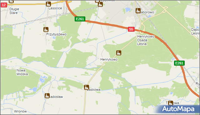 mapa Henrykowo gmina Święciechowa, Henrykowo gmina Święciechowa na mapie Targeo