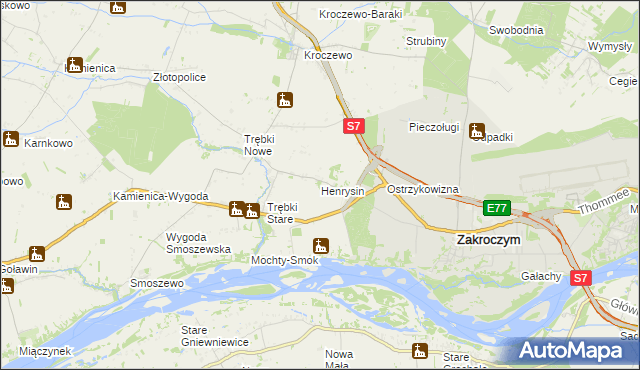 mapa Henrysin gmina Zakroczym, Henrysin gmina Zakroczym na mapie Targeo