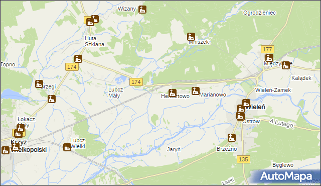 mapa Herburtowo, Herburtowo na mapie Targeo