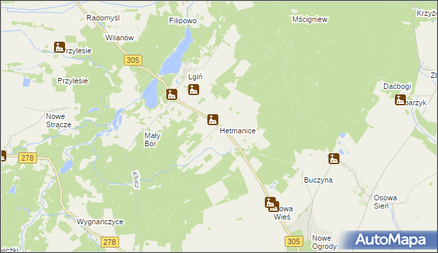 mapa Hetmanice, Hetmanice na mapie Targeo