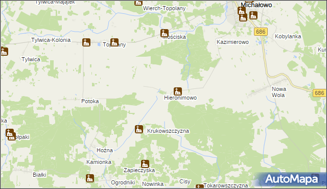mapa Hieronimowo, Hieronimowo na mapie Targeo