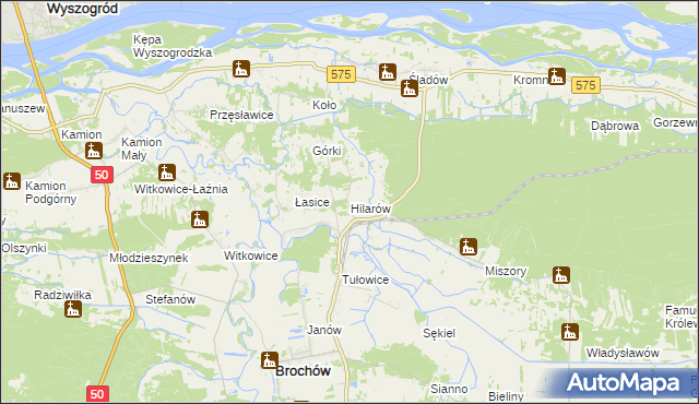 mapa Hilarów gmina Brochów, Hilarów gmina Brochów na mapie Targeo