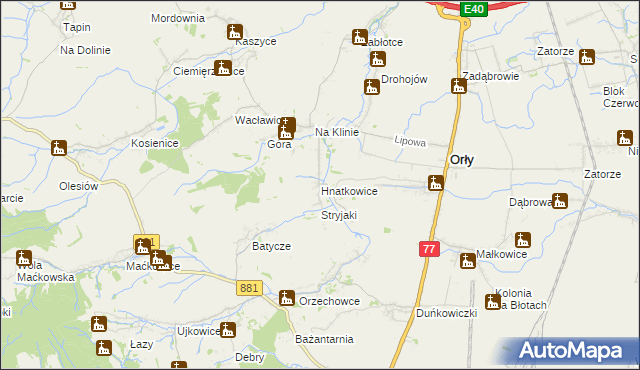 mapa Hnatkowice, Hnatkowice na mapie Targeo