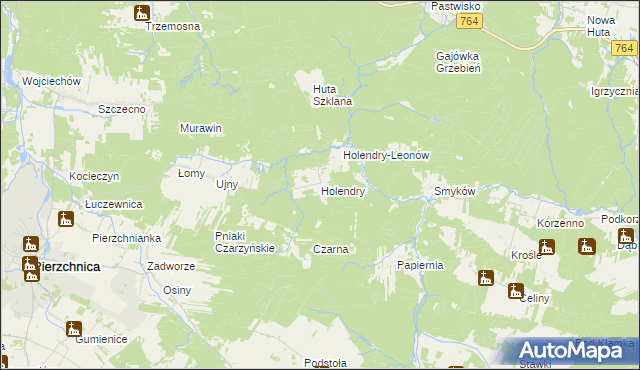 mapa Holendry gmina Pierzchnica, Holendry gmina Pierzchnica na mapie Targeo