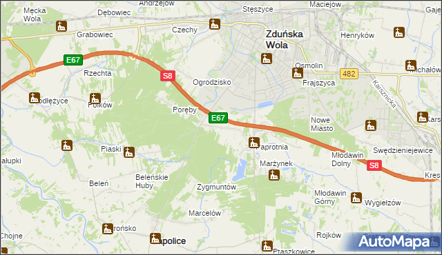 mapa Holendry gmina Zapolice, Holendry gmina Zapolice na mapie Targeo