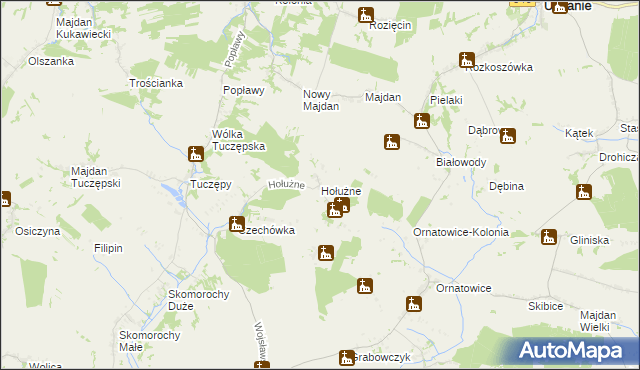 mapa Hołużne, Hołużne na mapie Targeo