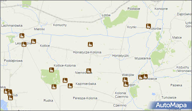 mapa Honiatycze, Honiatycze na mapie Targeo