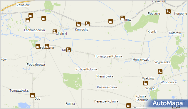 mapa Honiatycze-Kolonia, Honiatycze-Kolonia na mapie Targeo